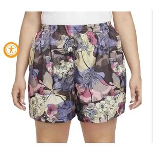 Nike Sportswear Women Floral Camo Print Shorts Multi-Color Elastic Waist XL